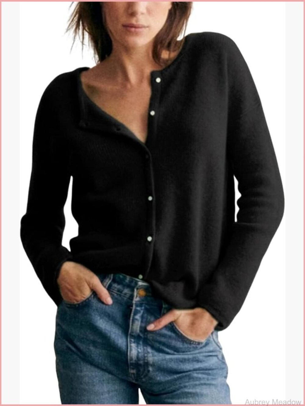 Knit Cardigans Lightweight Crew Neck Button Down Long Sleeve Sweater Jumper